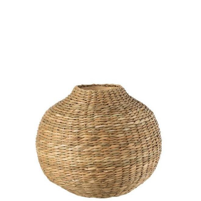 livinglovely.nl - Vaas Kort Decoratief Zeegras/Bamboe Naturel - Vaas - J-Line - livinglovely.nl