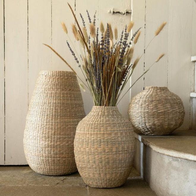 livinglovely.nl - Vaas Lang Decoratief Zeegras/Bamboe Naturel - Vaas - J-Line - livinglovely.nl