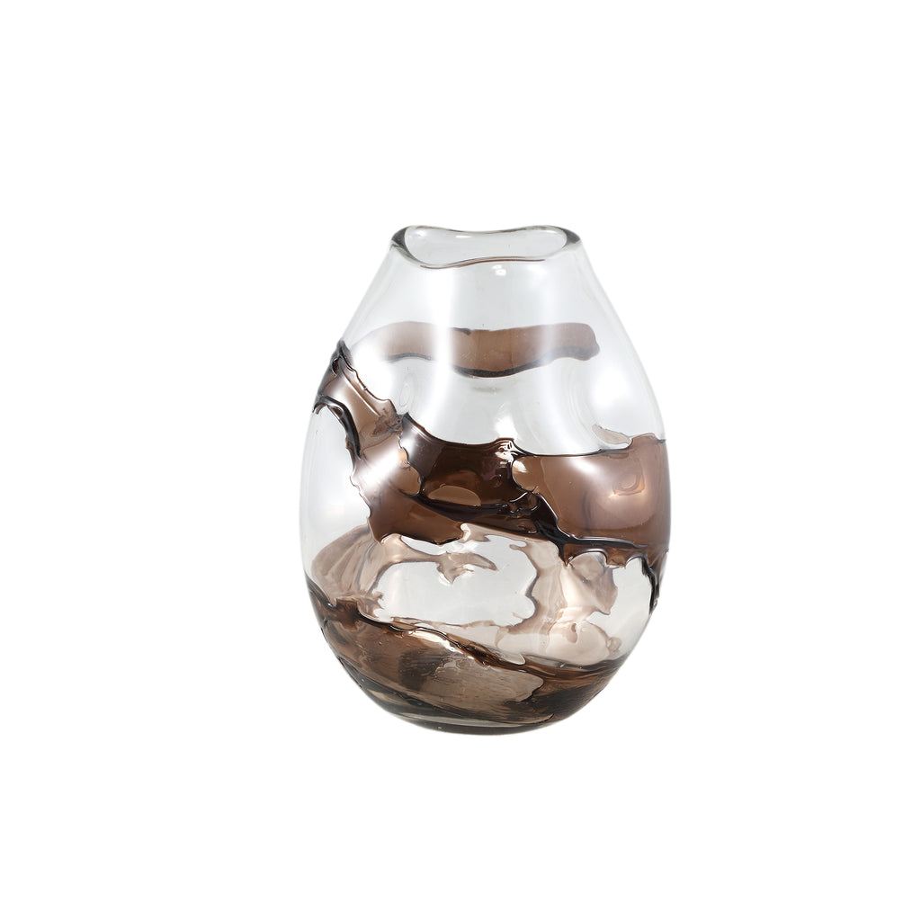 livinglovely.nl - Vaas Lisee Small - Ø22x30cm - Glas - Bruin PTMD - Vaas - PTMD - livinglovely.nl