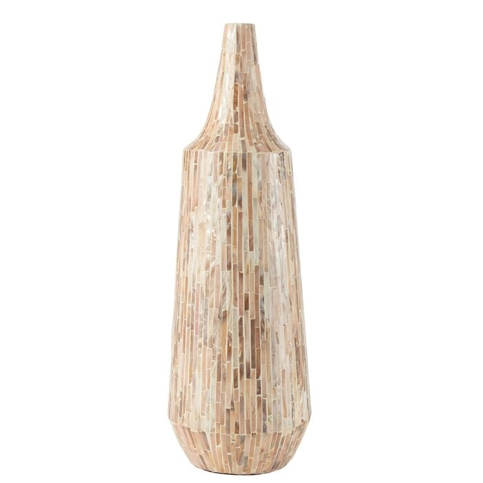 livinglovely.nl - Vaas Nuye Fles Schelpen/Papier Beige - Vaas - J-Line - livinglovely.nl