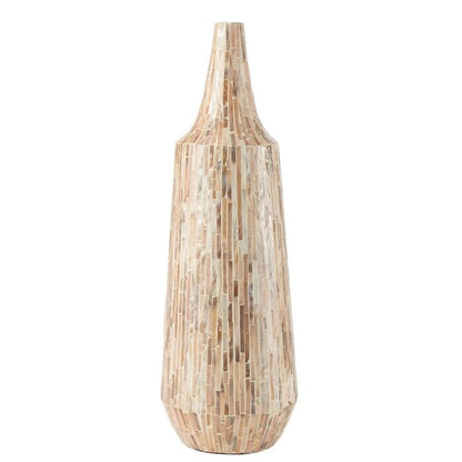 livinglovely.nl - Vaas Nuye Fles Schelpen/Papier Beige - Vaas - J-Line - livinglovely.nl