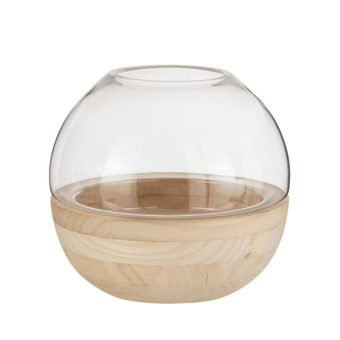 livinglovely.nl - Vaas Rond Hout/Glas Lichtbruin - Vaas - J-Line - livinglovely.nl