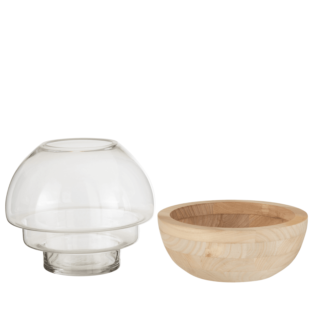 livinglovely.nl - Vaas Rond Hout/Glas Lichtbruin - Vaas - J-Line - livinglovely.nl