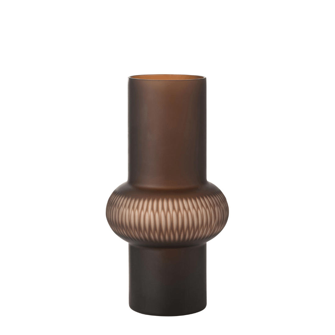 livinglovely.nl - Vaas Stripe Ball Glass Brown Small - Vaas - J-Line - livinglovely.nl