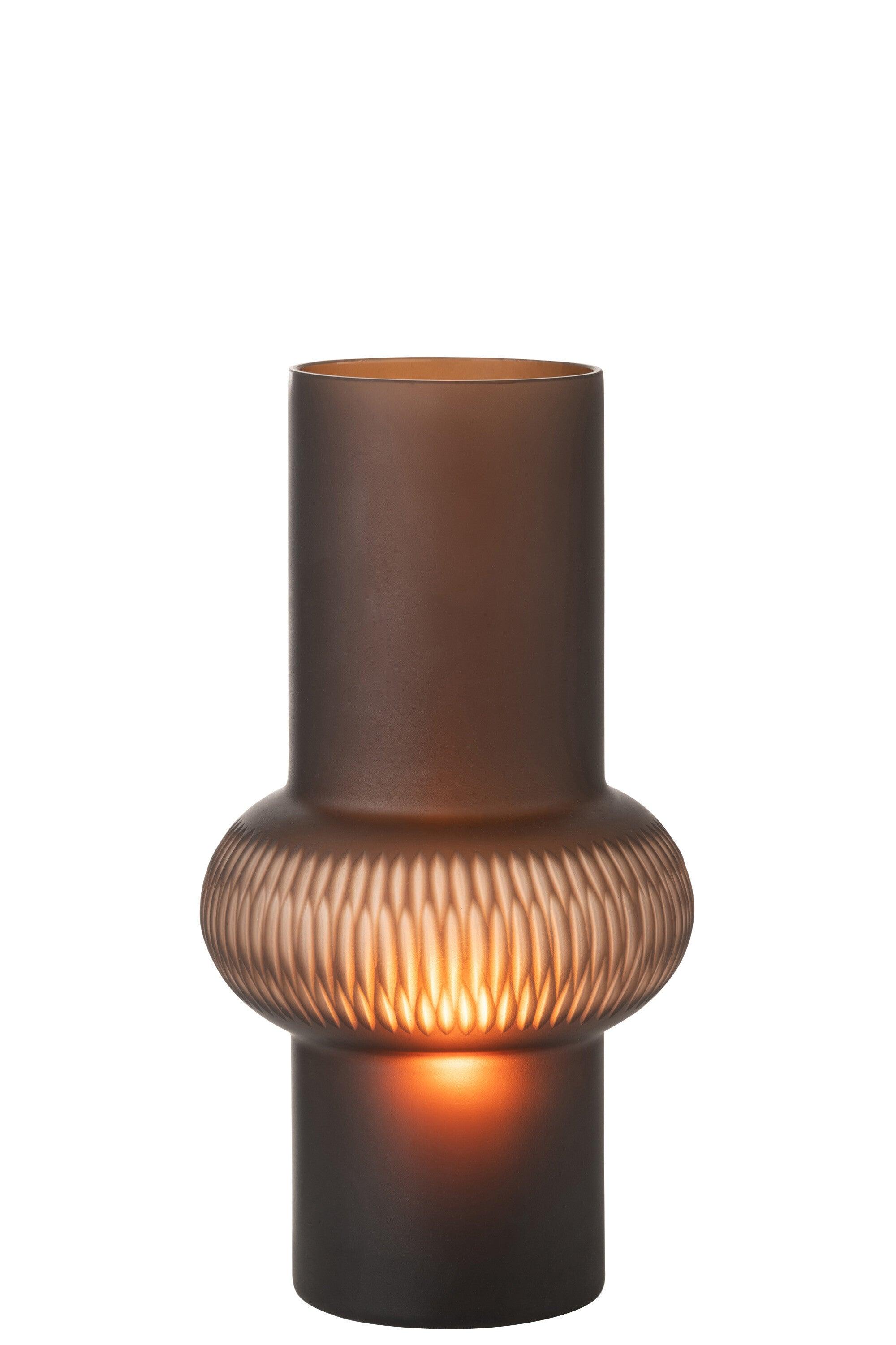 livinglovely.nl - Vaas Stripe Ball Glass Brown Small - Vaas - J-Line - livinglovely.nl