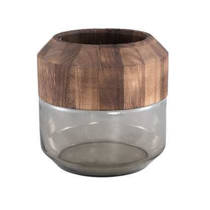 livinglovely.nl - Vaas Yacin - 20x20x20 cm - Hout - Bruin PTMD - Vaas - PTMD - livinglovely.nl