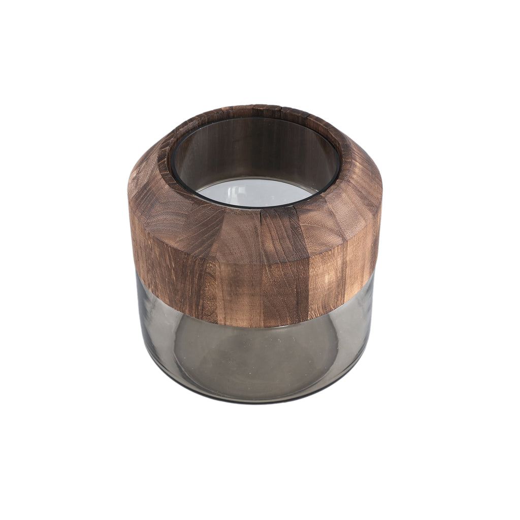 livinglovely.nl - Vaas Yacin - 20x20x20 cm - Hout - Bruin PTMD - Vaas - PTMD - livinglovely.nl