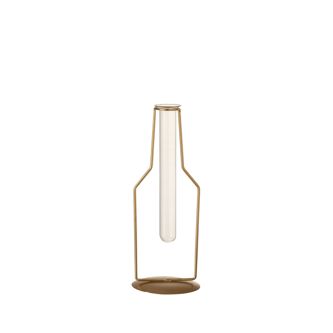 livinglovely.nl - Vaasje 1 Tube Fles Metaal/Glas Goud Small - Vaas - J-Line - livinglovely.nl