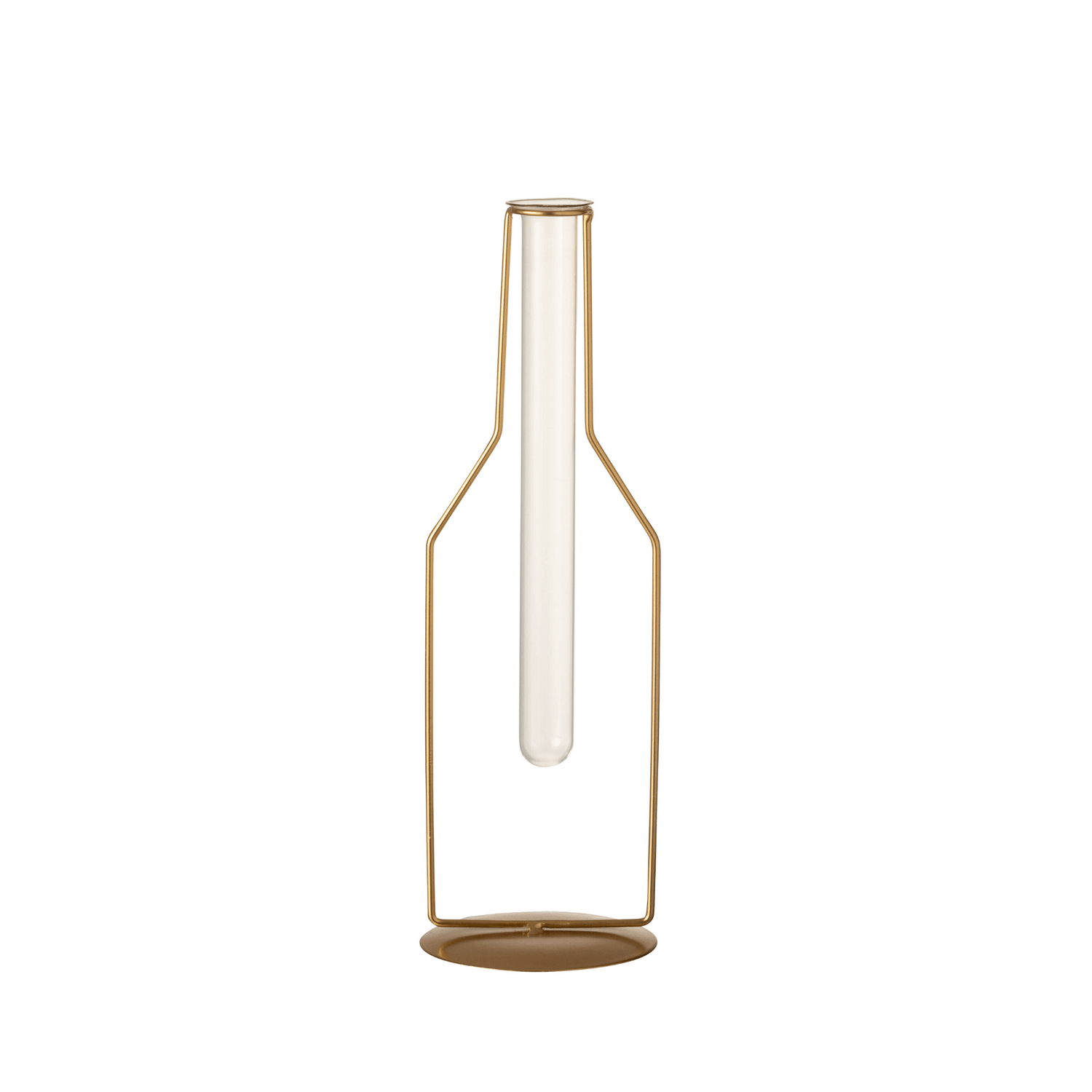 livinglovely.nl - Vaasje 1 Tube Metaal/Glas Goud Large - Vaas - J-Line - livinglovely.nl