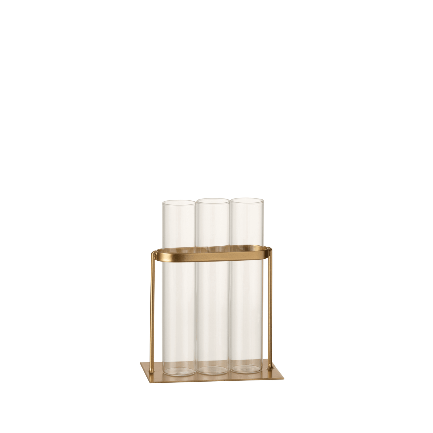 livinglovely.nl - Vaasje 3 Tubes Metaal/Glas Goud - Vaas - J-Line - livinglovely.nl