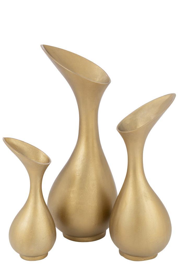 livinglovely.nl - Vase Olivia Aluminium Gold Large - vaas - J-Line - livinglovely.nl