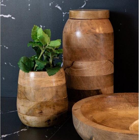 livinglovely.nl - Voorraadpot met deksel Mango hout 30cm Mars&amp;More - Keukenaccessoire - Mars &amp; More - livinglovely.nl