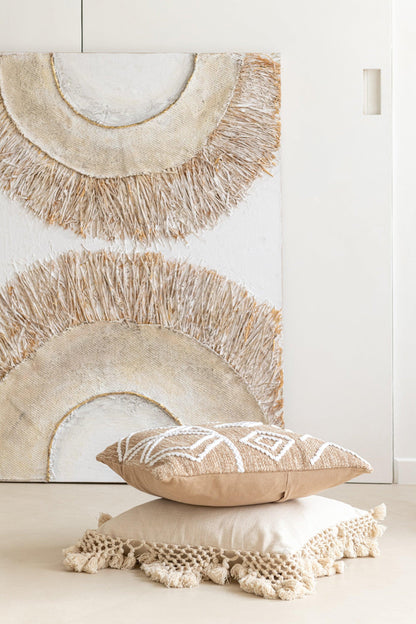 livinglovely.nl - Wanddecoratie Ibiza Canvas/Verf Creme/Wit Set van 2 - Wanddecoratie - J-Line - livinglovely.nl