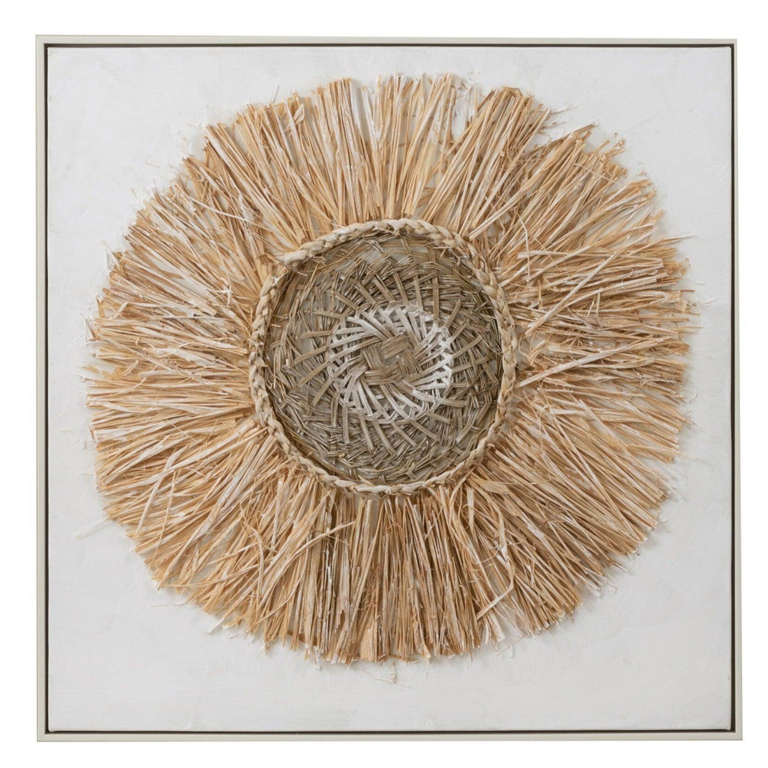 livinglovely.nl - Wanddecoratie Ibiza Cirkel Canvas/Verf Creme/Wit Small - Wanddecoratie - J-Line - livinglovely.nl