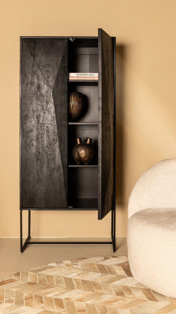 livinglovely.nl - Wandkast Onyx Zwart 2-Deurs PTMD - Wandkast - PTMD - livinglovely.nl