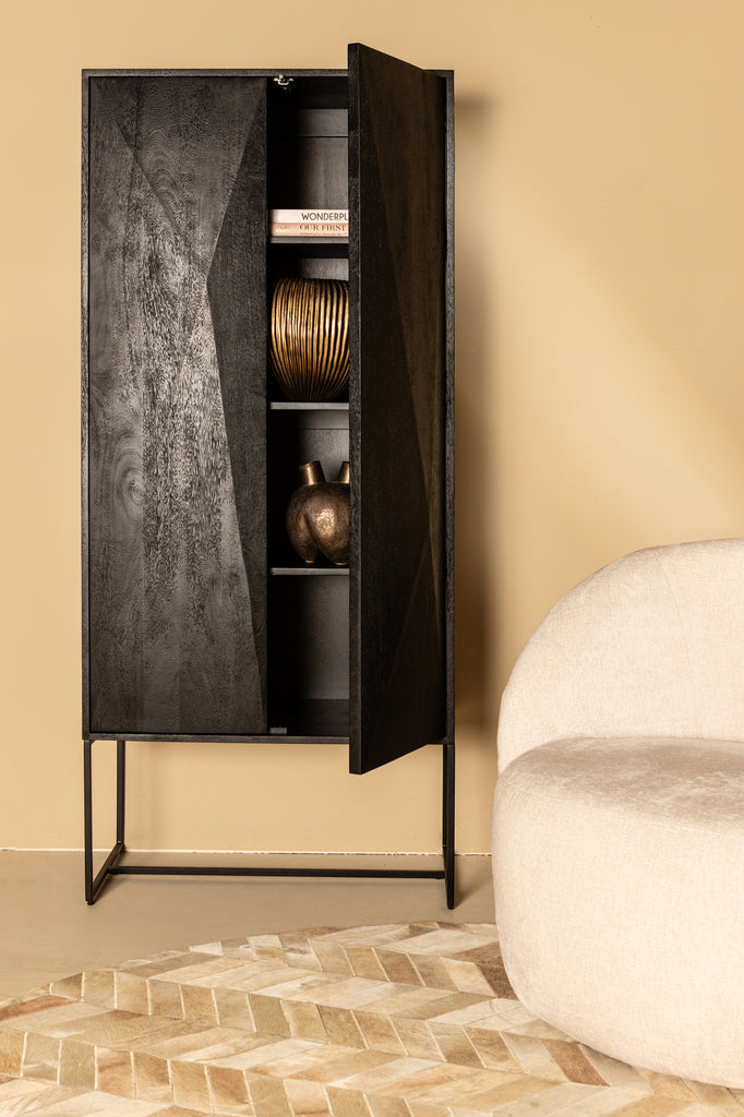 livinglovely.nl - Wandkast Onyx Zwart 2-Deurs PTMD - Wandkast - PTMD - livinglovely.nl