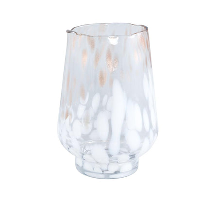 livinglovely.nl - Windlicht Angelina L - Ø19x26 cm - Glas - Wit PTMD - Kaarshouder - PTMD - livinglovely.nl