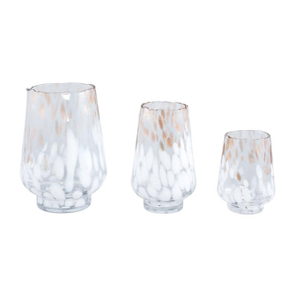 livinglovely.nl - Windlicht Angelina L - Ø19x26 cm - Glas - Wit PTMD - Kaarshouder - PTMD - livinglovely.nl