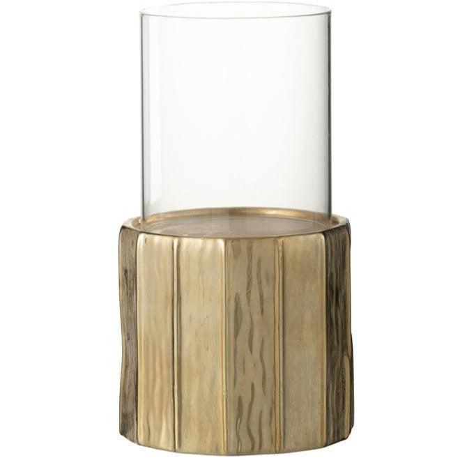 livinglovely.nl - Windlicht Ary Klei Goud Medium - Binnen-windlicht - J-Line - livinglovely.nl