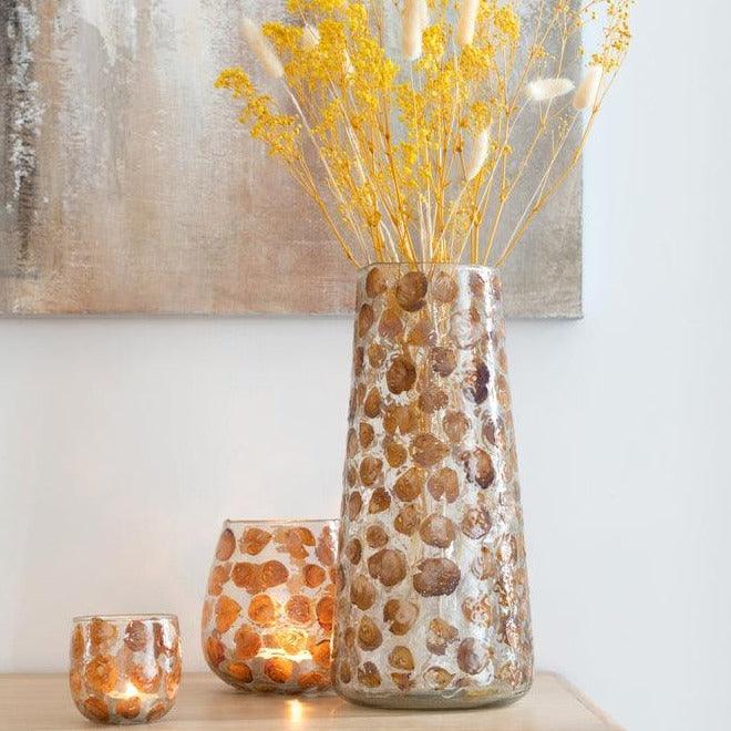 livinglovely.nl - Windlicht Gerard Glas Amber Large - Binnen-windlicht - J-Line - livinglovely.nl