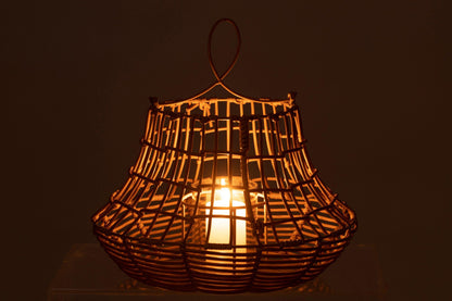 livinglovely.nl - Windlicht Hangend Hoog Rattan Naturel - Buiten-divers - J-Line - livinglovely.nl