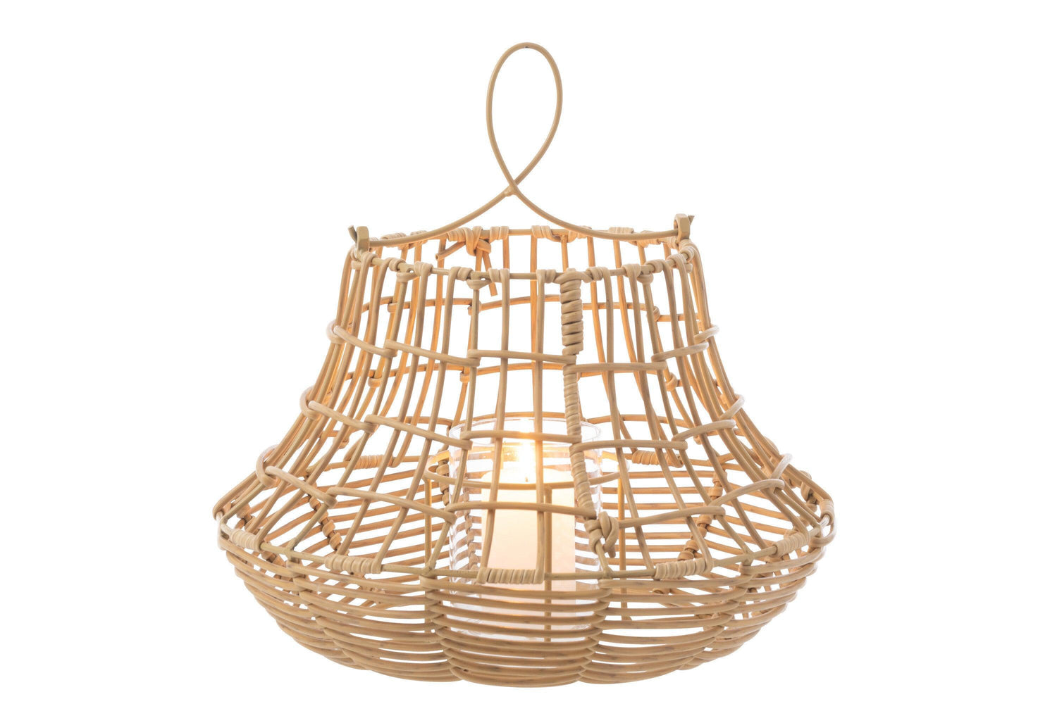 livinglovely.nl - Windlicht Hangend Hoog Rattan Naturel - Buiten-divers - J-Line - livinglovely.nl