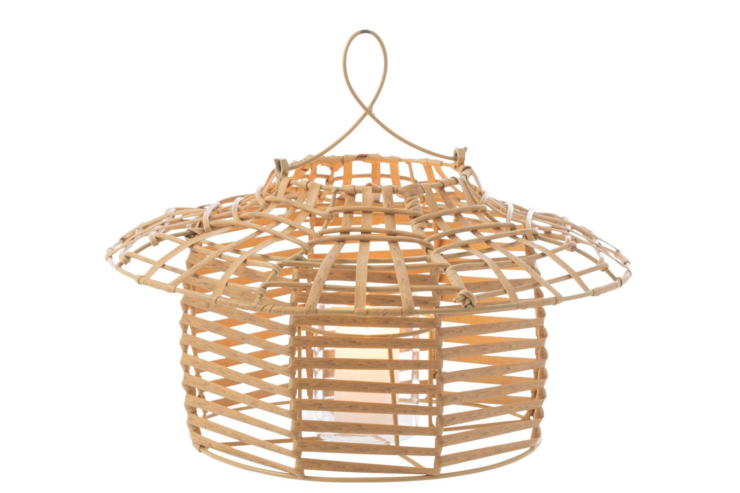 livinglovely.nl - Windlicht Hangend Laag Rattan Naturel - Buiten-divers - J-Line - livinglovely.nl