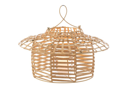 livinglovely.nl - Windlicht Hangend Laag Rattan Naturel - Buiten-divers - J-Line - livinglovely.nl