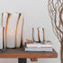 livinglovely.nl - Windlicht Strepen Safari Glas Wit/Bruin Medium - Kaarshouder - J-Line - livinglovely.nl