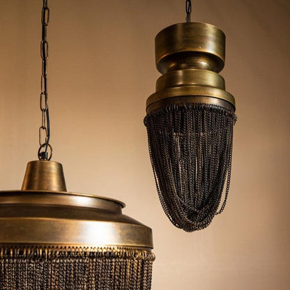 livinglovely.nl - Zelivo Gold iron hanging lamp deco chains round S PTMD - Hanglamp - PTMD - livinglovely.nl