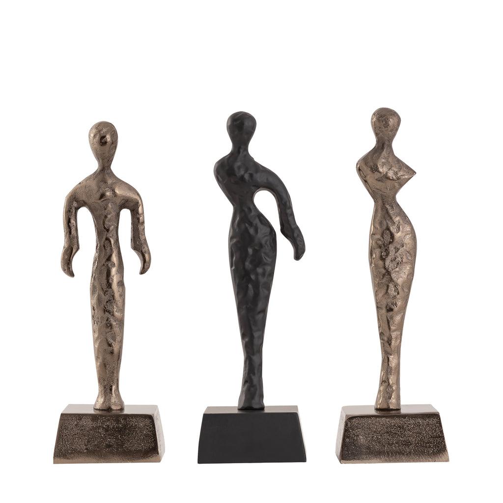 livinglovely.nl - Zhaell Black casted alu statue ladies Set van 3 PTMD - Beeld - PTMD - livinglovely.nl