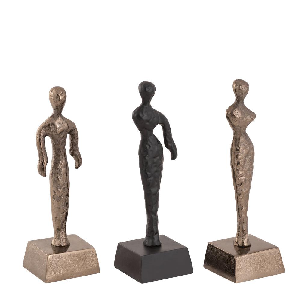 livinglovely.nl - Zhaell Black casted alu statue ladies Set van 3 PTMD - Beeld - PTMD - livinglovely.nl