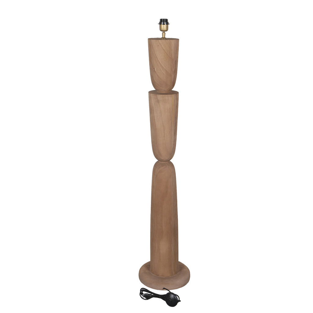 Lorinne Natural mango wood layered floor lamp base PTMD - Vloerlamp - PTMD - livinglovely.nl