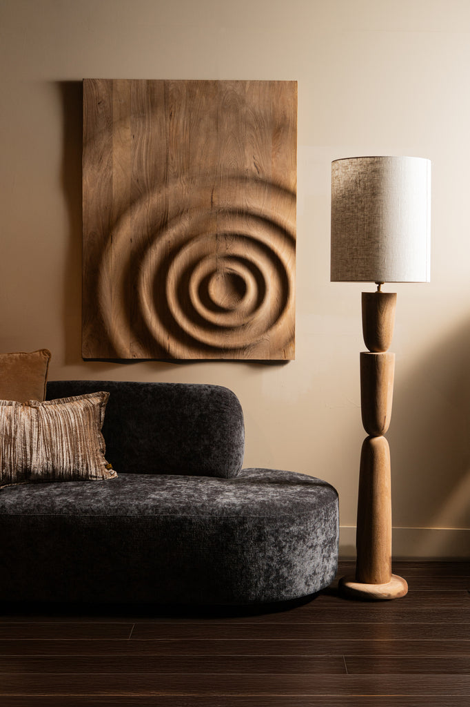 Lorinne Natural mango wood layered floor lamp base PTMD - Vloerlamp - PTMD - livinglovely.nl