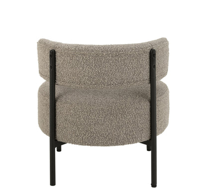 Loungestoel Boucle Multiplex/Polyester Grijs/Zwart - Fauteuil - J-Line - livinglovely.nl
