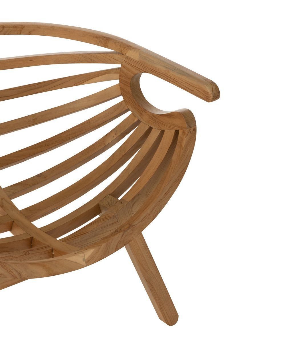 Loungestoel Crab Teak Hout Naturel - Fauteuil - J-Line - livinglovely.nl