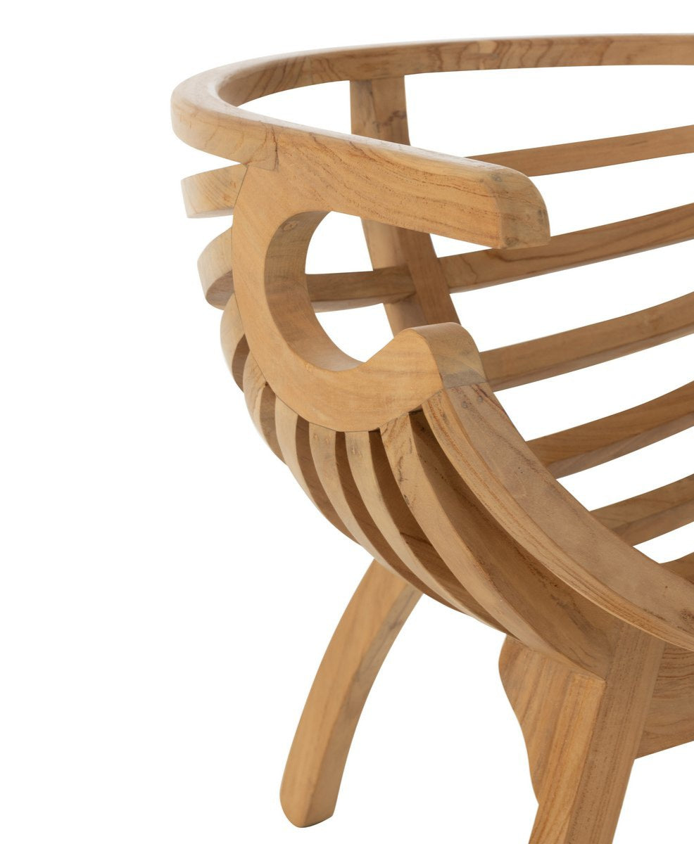 Loungestoel Crab Teak Hout Naturel - Fauteuil - J-Line - livinglovely.nl
