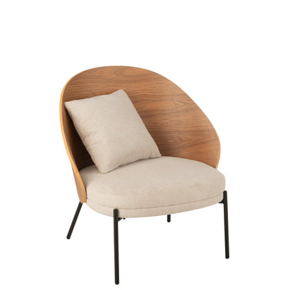 Loungestoel Lone Multiplex/Metaal Naturel/Beige J-Line