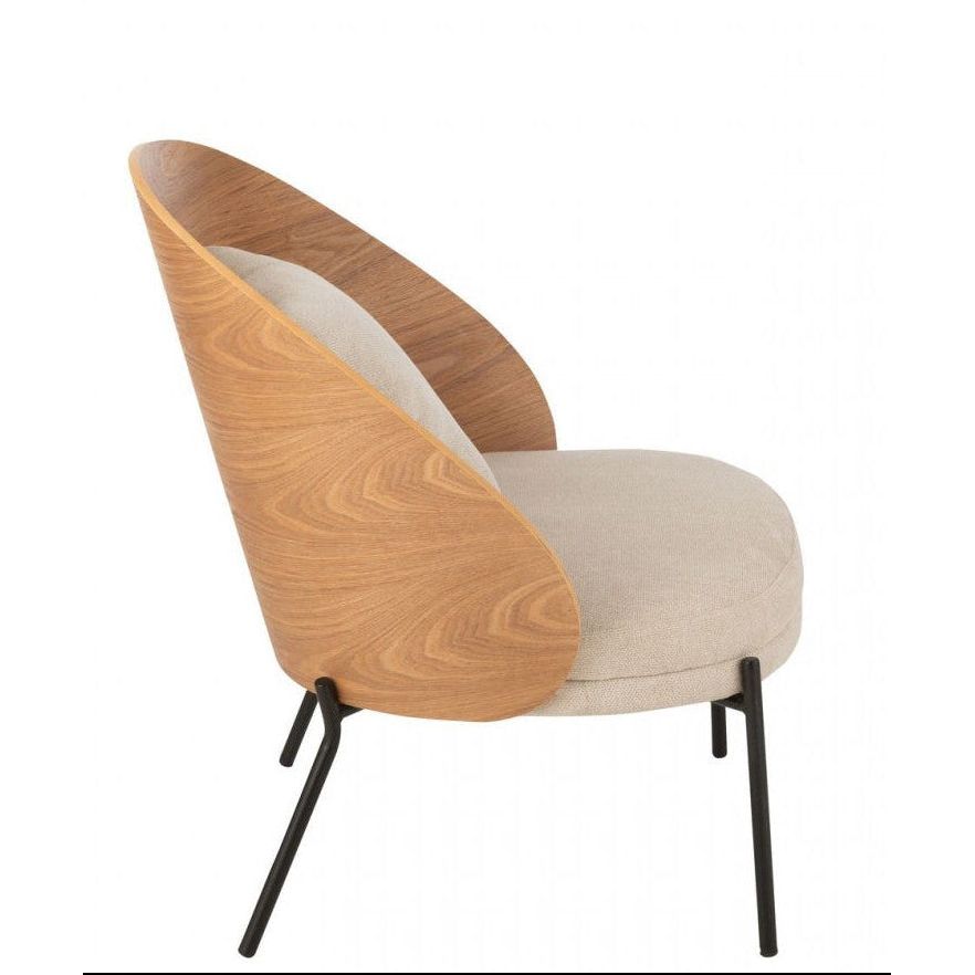 Loungestoel Lone Multiplex/Metaal Naturel/Beige J-Line