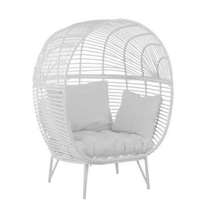 Loungestoel Ovaal Staal Wit - Outdoor loungestoel - J-Line - livinglovely.nl