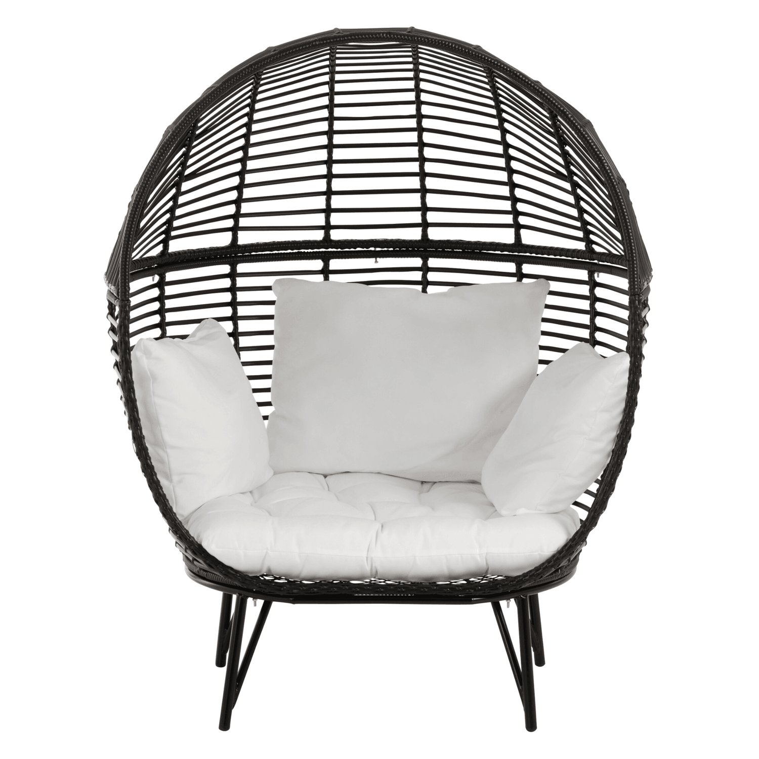 Loungestoel Ovaal Staal Zwart - Outdoor loungestoel - J-Line - livinglovely.nl