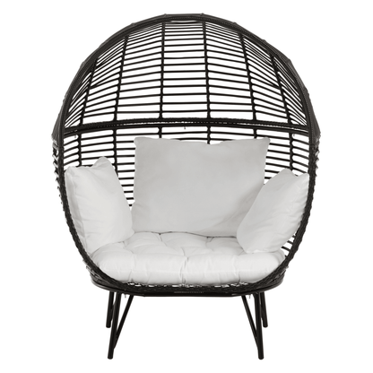 Loungestoel Ovaal Staal Zwart - Outdoor loungestoel - J-Line - livinglovely.nl