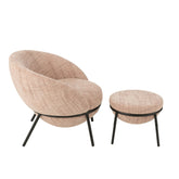 Loungestoel + Poef Ijzer Lichtroze/Zwart J-Line