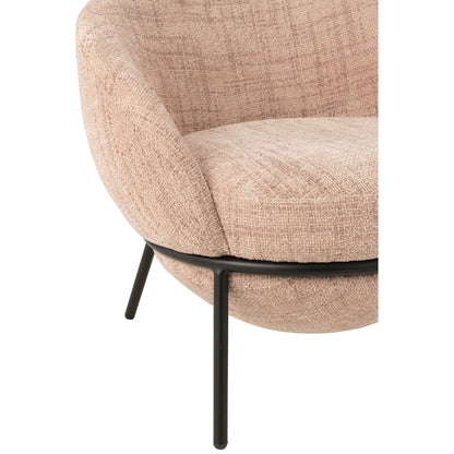 Loungestoel + Poef Ijzer Lichtroze/Zwart J-Line