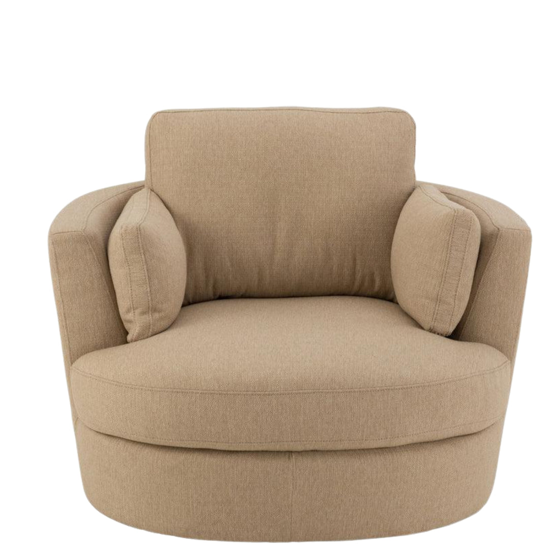 Loungestoel Swivel Hout/Textiel Beige - J-Line - Fauteuil - J-Line - livinglovely.nl