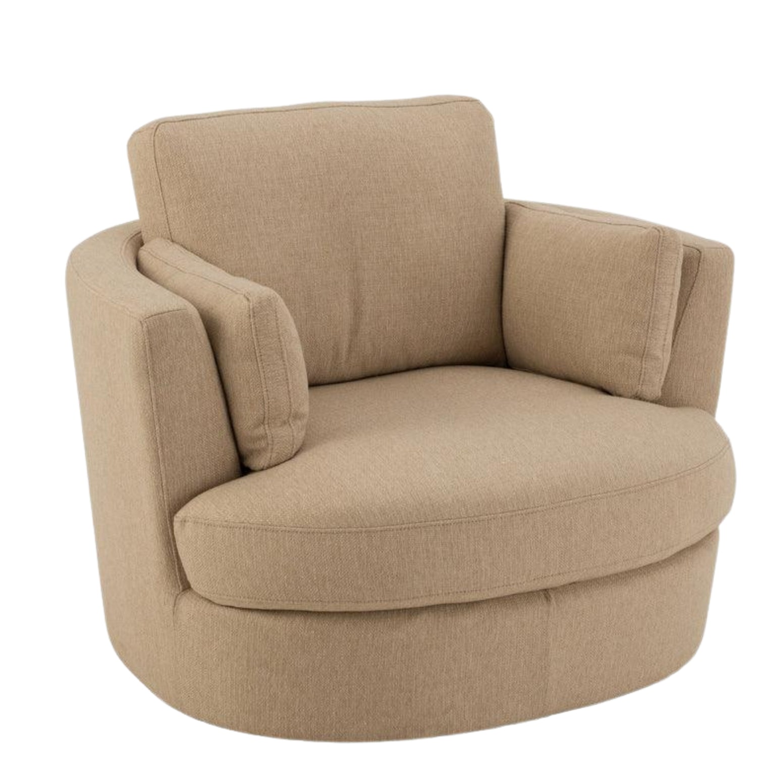Loungestoel Swivel Hout/Textiel Beige - J-Line - Fauteuil - J-Line - livinglovely.nl