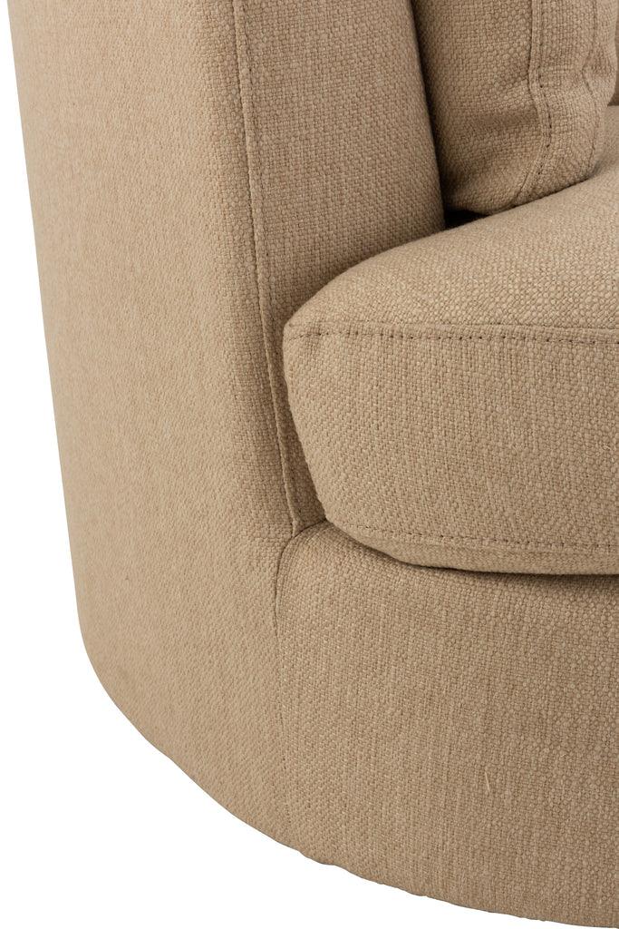 Loungestoel Swivel Hout/Textiel Beige - J-Line - Fauteuil - J-Line - livinglovely.nl