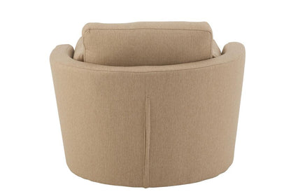 Loungestoel Swivel Hout/Textiel Beige - J-Line - Fauteuil - J-Line - livinglovely.nl