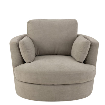Loungestoel Swivel Hout/Textiel Grijs - J-Line - Fauteuil - J-Line - livinglovely.nl