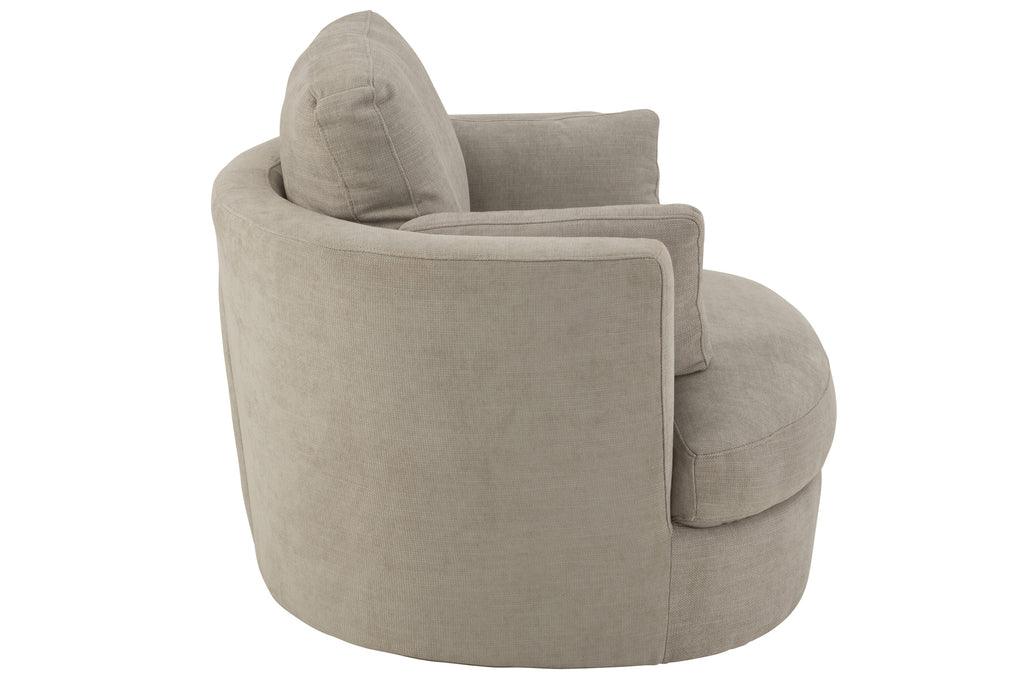 Loungestoel Swivel Hout/Textiel Grijs - J-Line - Fauteuil - J-Line - livinglovely.nl